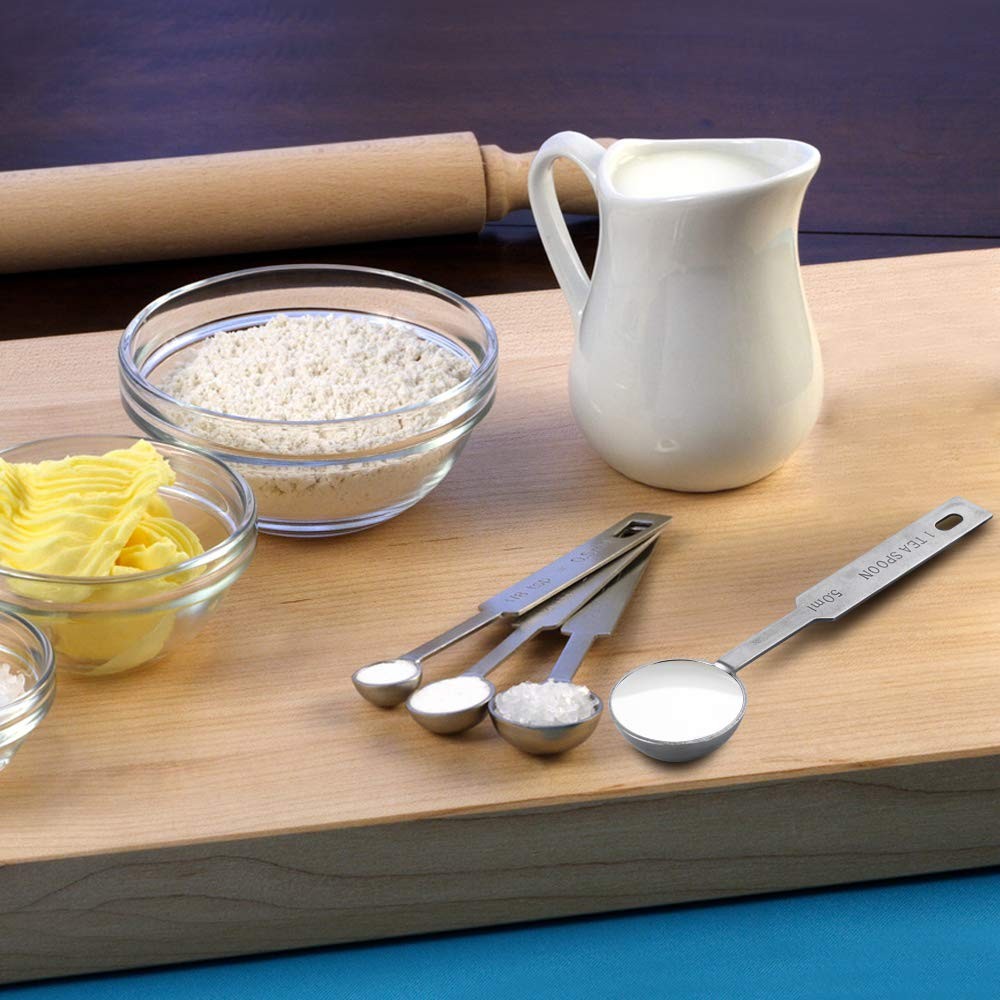 OstWony 5 Pc Stainless Steel Measuring Spoon Set 1/8-1 Tbsp with Storage Ring