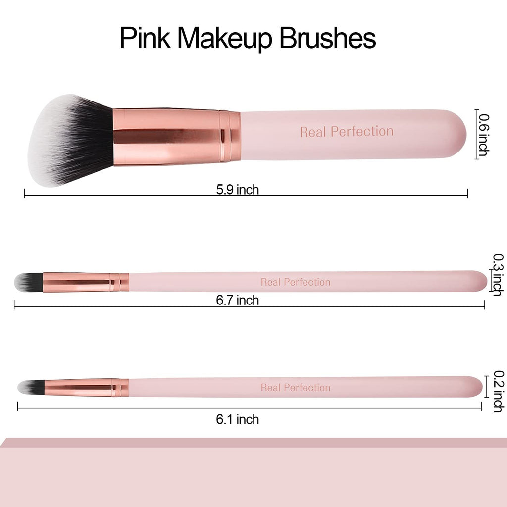 Real Perfection Makeup Brush Set 16 Pcs with 1 Eyebrow Razor Premium Synthetic