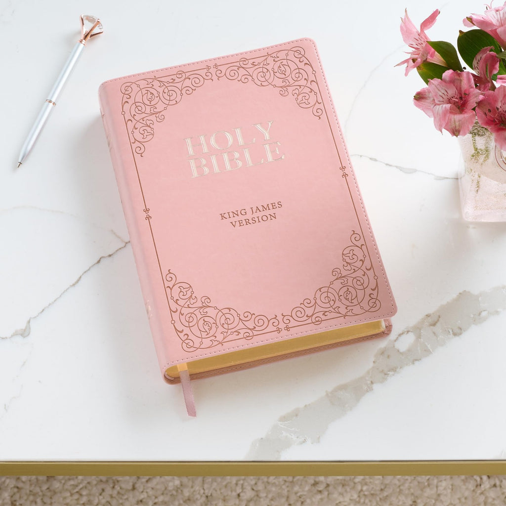 KJV Giant Print Bible Pink Faux Leather Thumb Index Easy Read Church Home