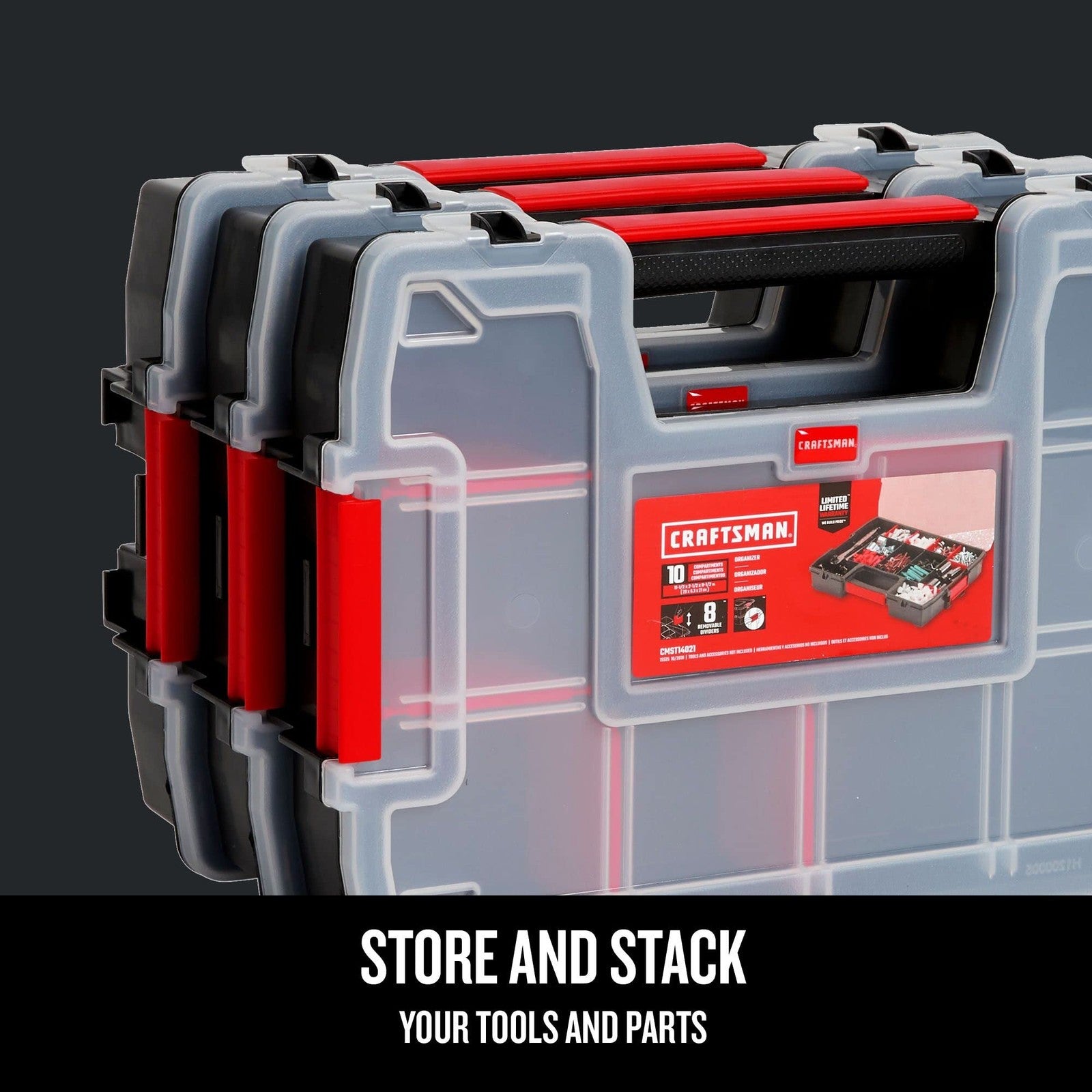 CRAFTSMAN 3-Pack 10-Compartment Small Parts Organizer Cases CMST60964M