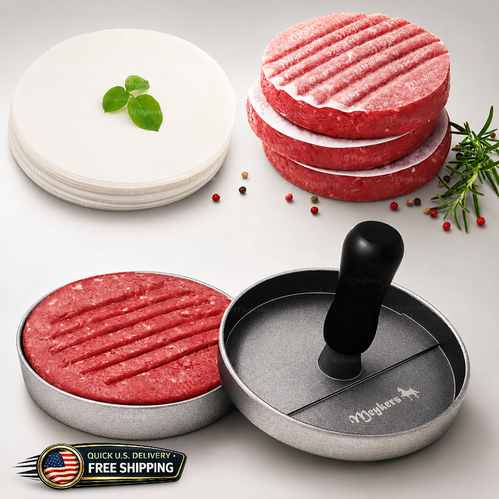 4.5" Hamburger Press Patty Maker w/150 Patty Papers Nonstick Burger Mold BPA