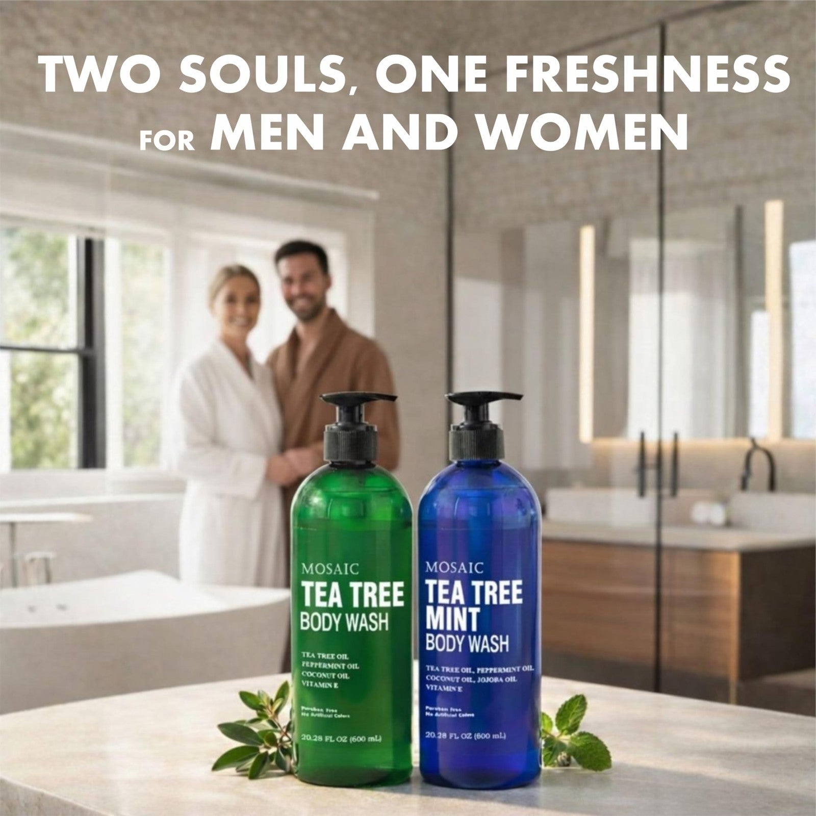 Tea Tree Body Wash with Mint & Shower Gel with Vitamin E for Jock Itch, Eczema,