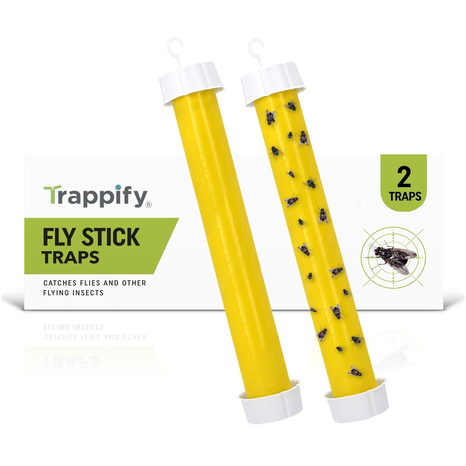 Trappify Fly Sticky Trap 2 Pack Indoor Outdoor Hanging Fly Gnat Trap Yellow