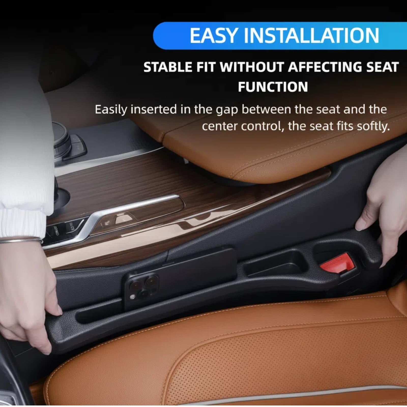 2 Pack Car Seat Gap Organizer, Seat Gap Filler Plug for Cars Prevents Lost Items