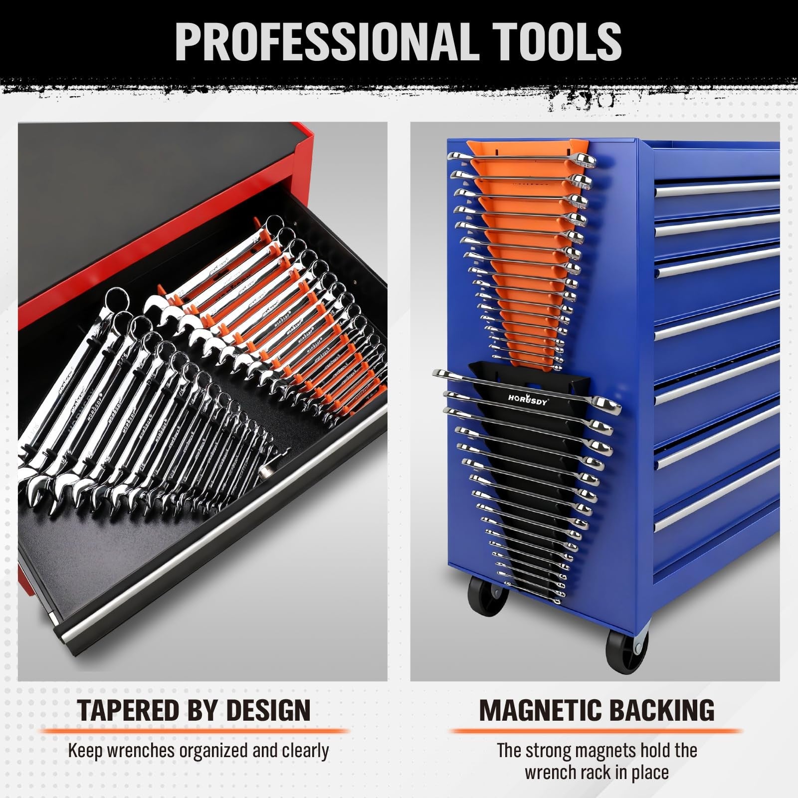 Magnetic Wrench Organizer 32 Slot SAE & Metric Toolbox Drawer Rack