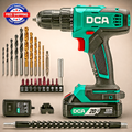 DCA Cordless Drill Set 354 in-lbs Torque 3/8" Keyless Chuck Electric Power Drill