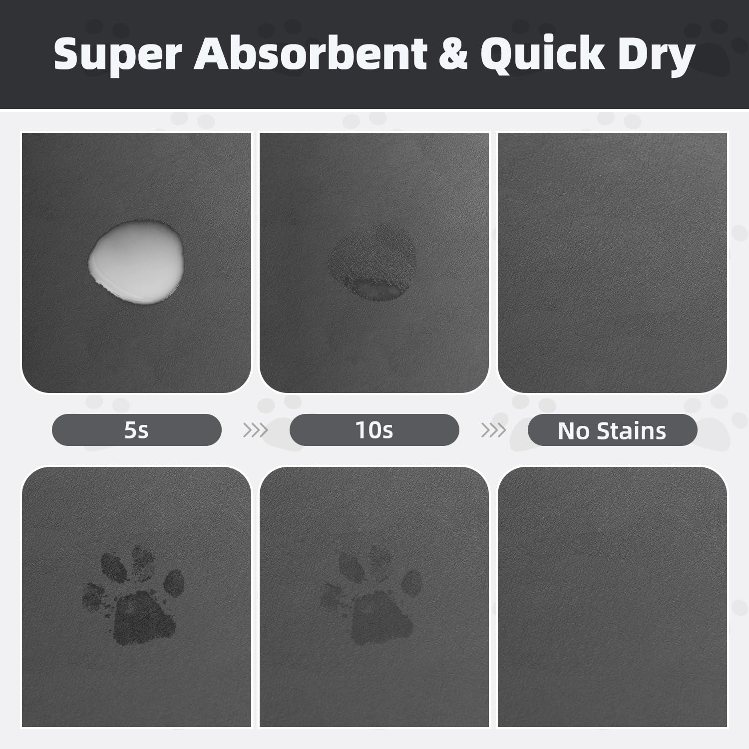 PADOOR Absorbent Pet Feeding Mat for Dog Food Water Bowl Quick Dry Easy Clean