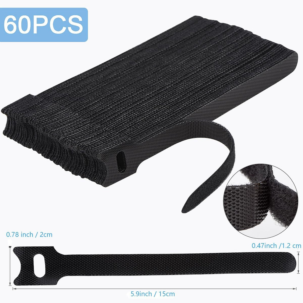 60 PCS 6 Inches Reusable Cable Ties, Adjustable Cord Straps Wire Organizer Cord