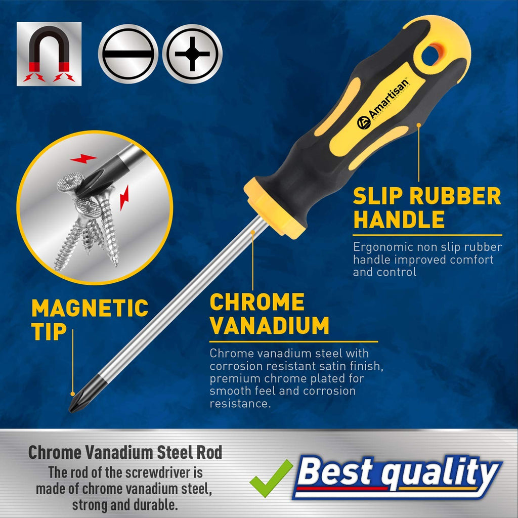 Magnetic Screwdriver Set 10Pc Phillips & Slotted Cushion Grip Repair Tools