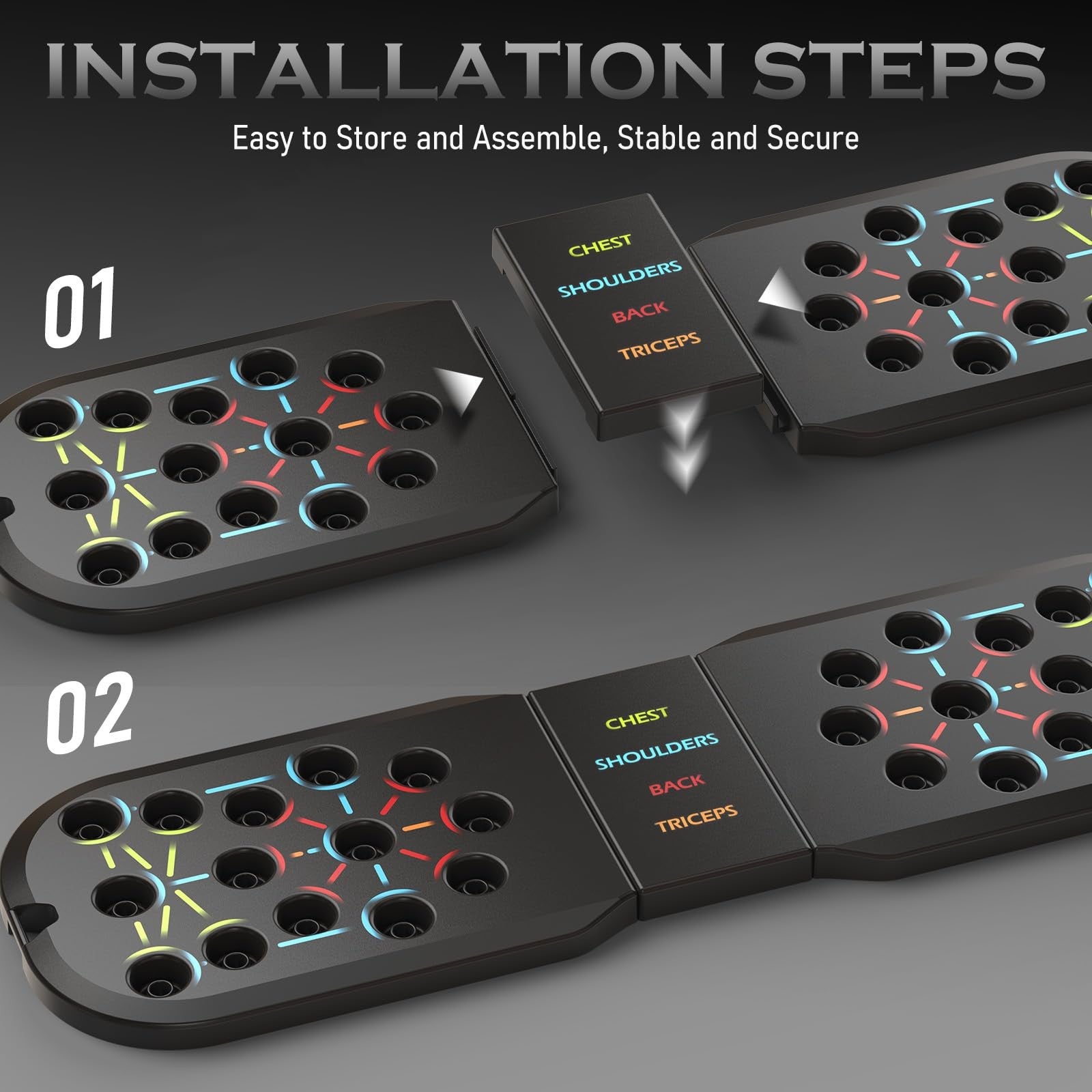 20 in 1 Push Up Board System Home Gym Workout Pushup Bars Strength Trainer