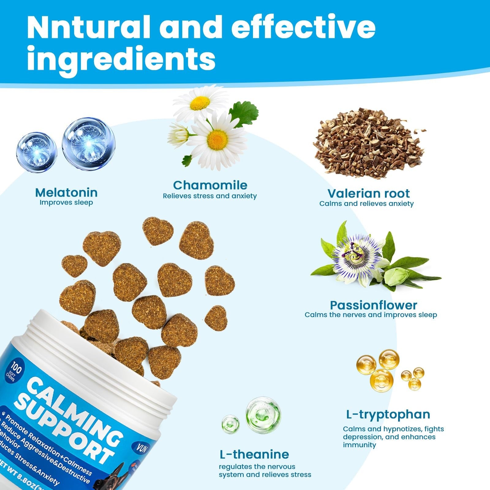 Calming Chews for Dog, Calming Chews Anxiety & Stress Relief Treat with Melaton