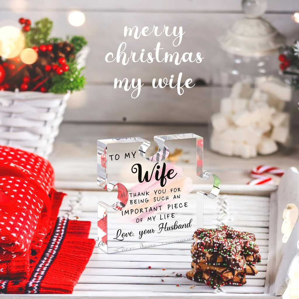 LukieJac Acrylic Puzzle Plaque Gift for Wife Romantic Keepsake Desk Home Decor