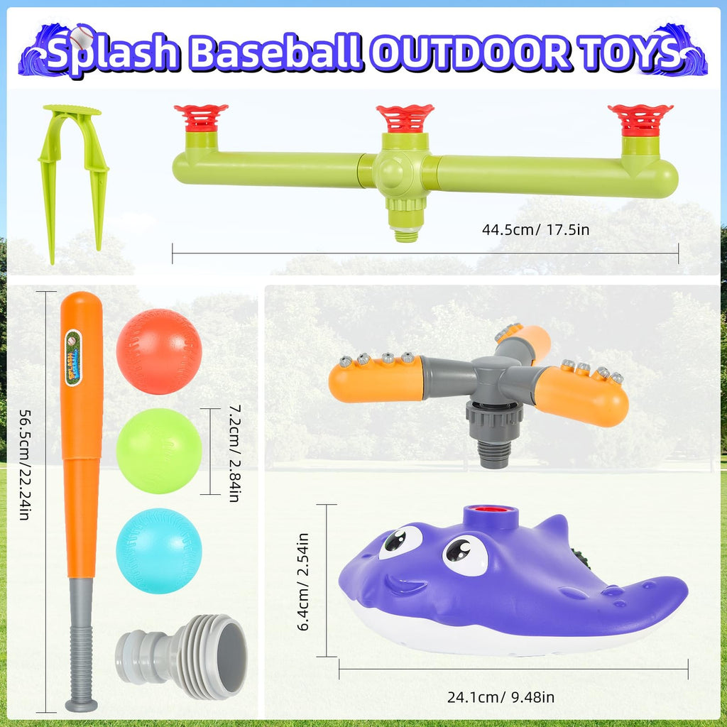 Kids Water Sprinkler Baseball Toy 2 in 1 Outdoor Summer Splash Game