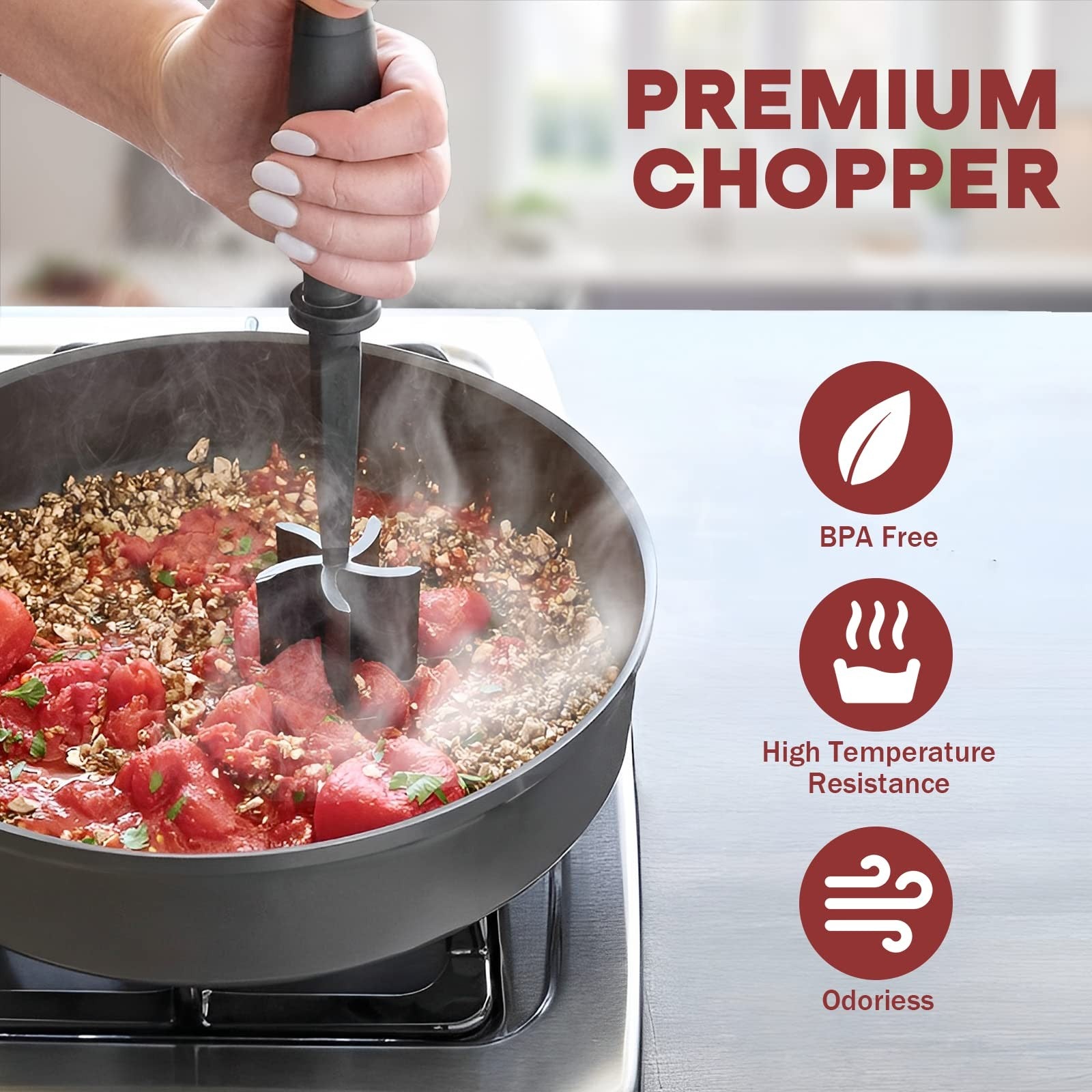 Heat Resistant Meat Chopper for Ground Beef Burger Mixing & Mashing Tool