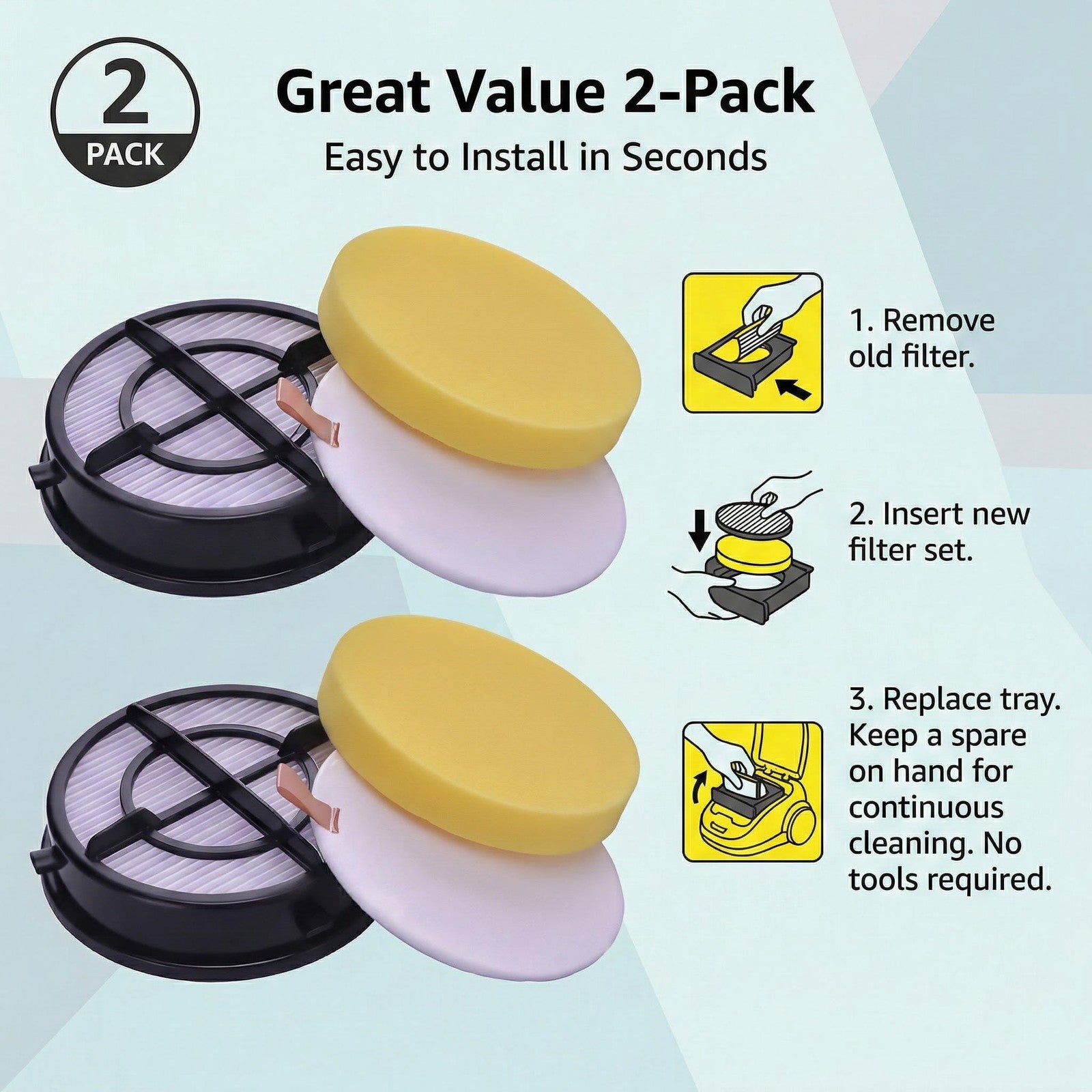 Bissell Pet Hair Eraser Vacuum Filter Kit 6 Pc Fits 1650 Series Replaces 16871