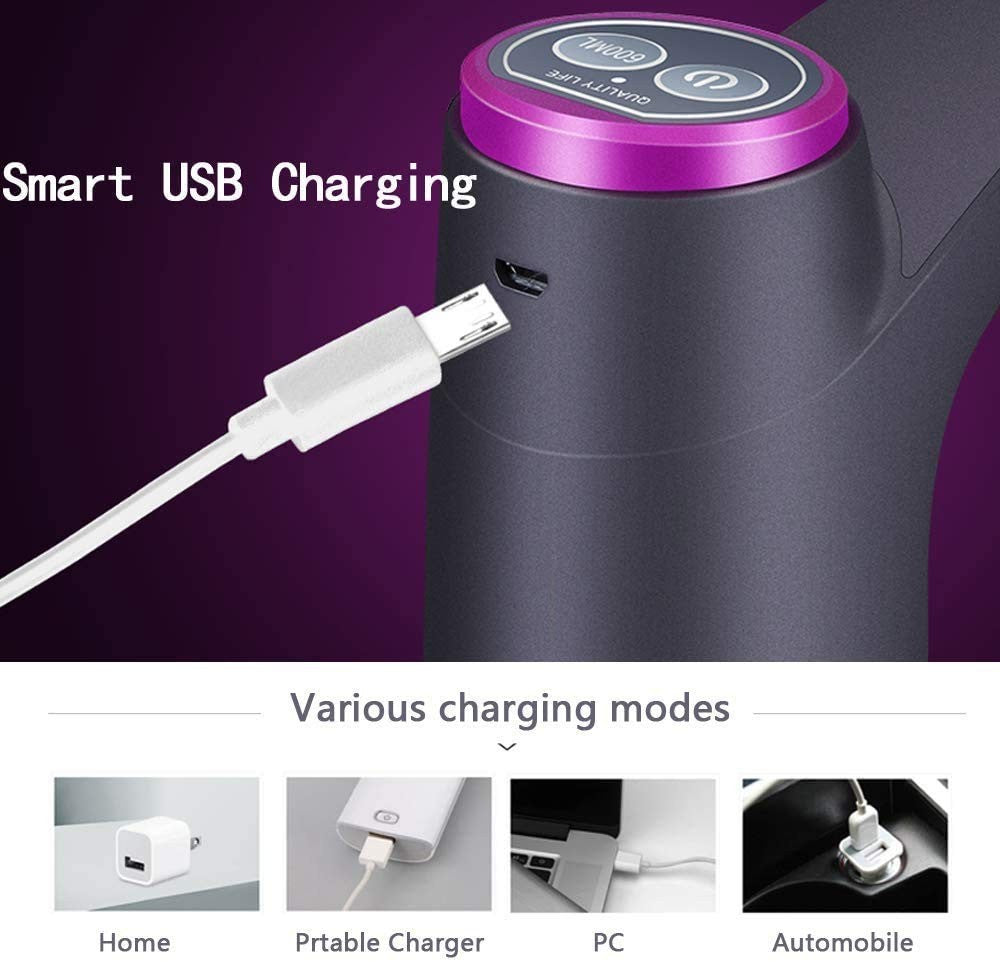 Electric Water Bottle Pump USB Rechargeable 2-5 Gallon Dispenser Auto Shutoff