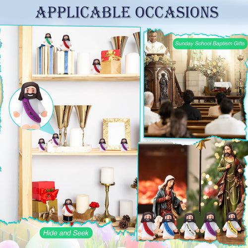 60PCS Mini Jesus Figurines Bulk Multicolor Tiny Easter Party Favor Toys
