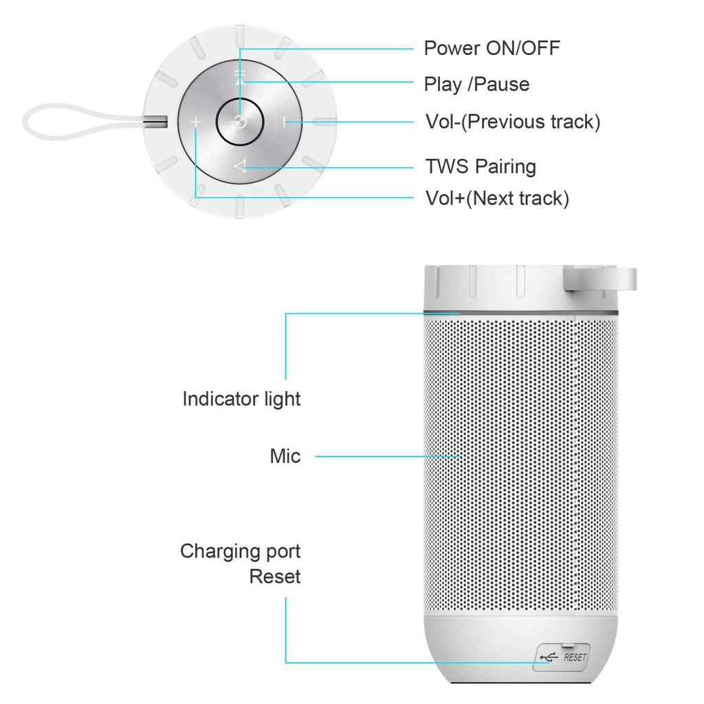 COMISO X26 Bluetooth Speaker 360° HD Sound Waterproof 24H Portable Audio