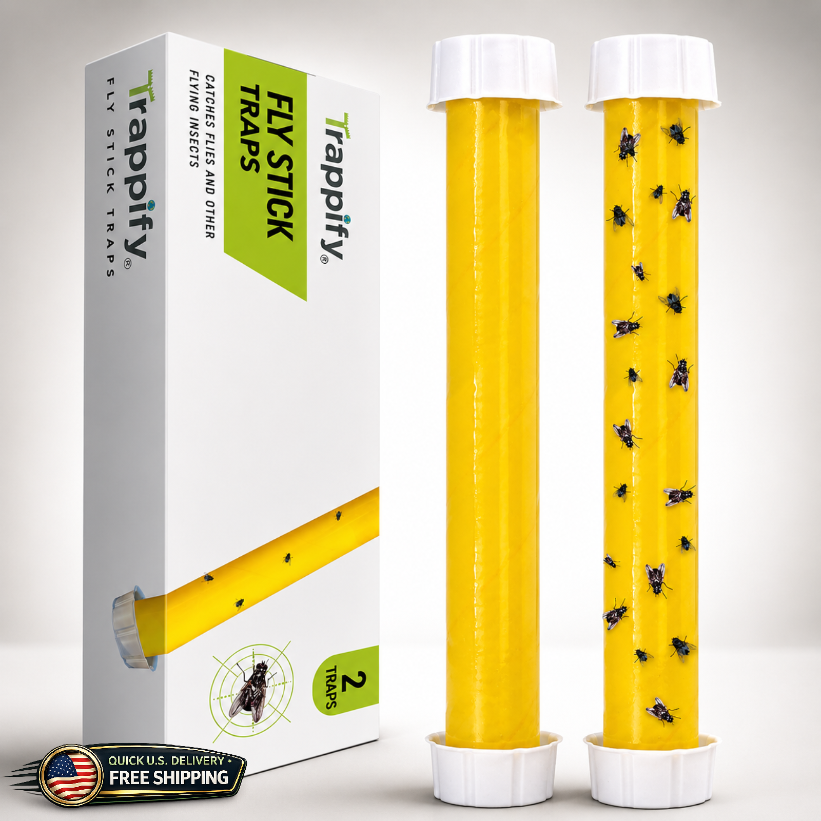 Trappify Fly Sticky Trap 2 Pack Indoor Outdoor Hanging Fly Gnat Trap Yellow