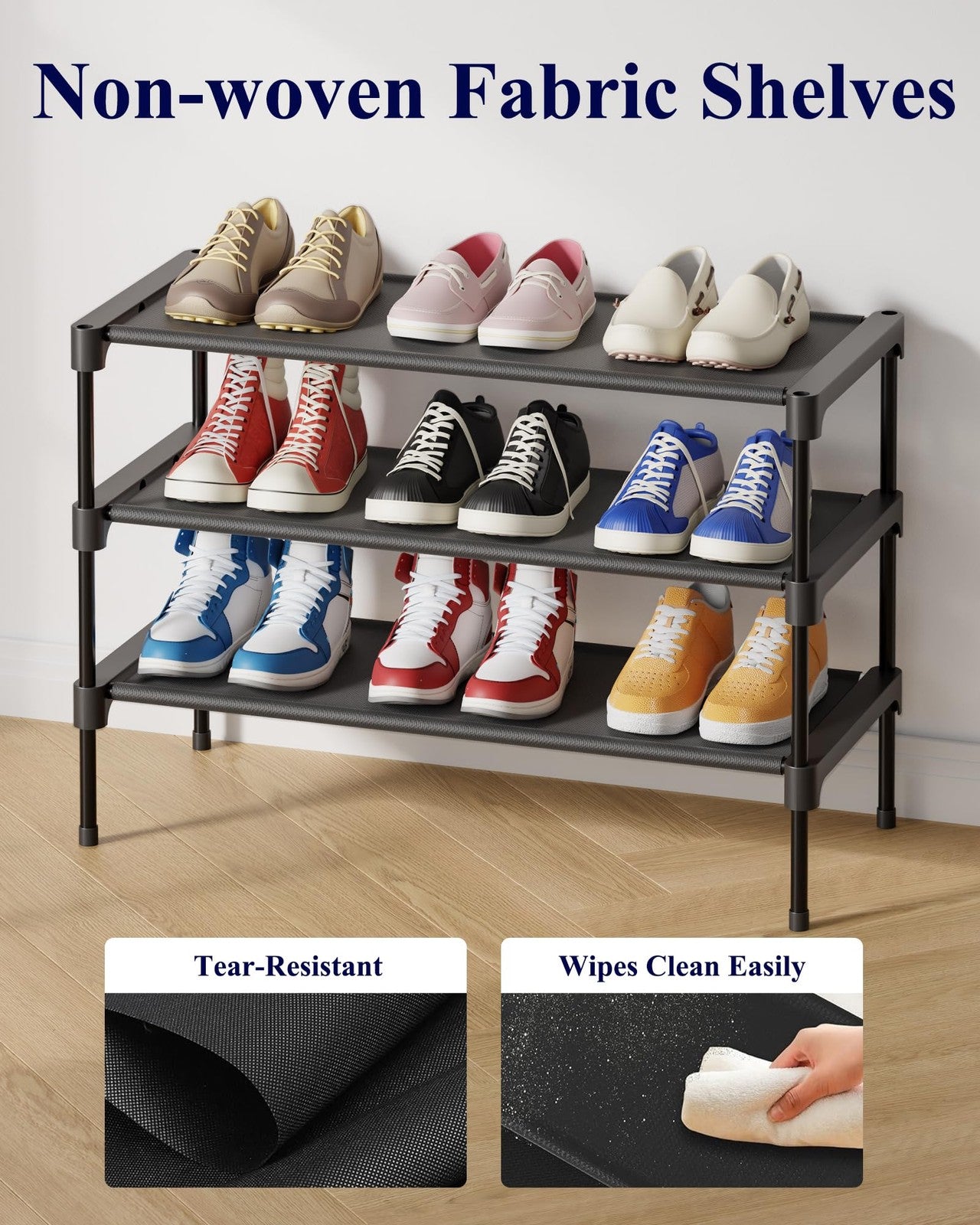 Kitsure Shoe Rack, Non-Woven Shoe Rack Shelf Shoe Organizer for Closet Entryway,