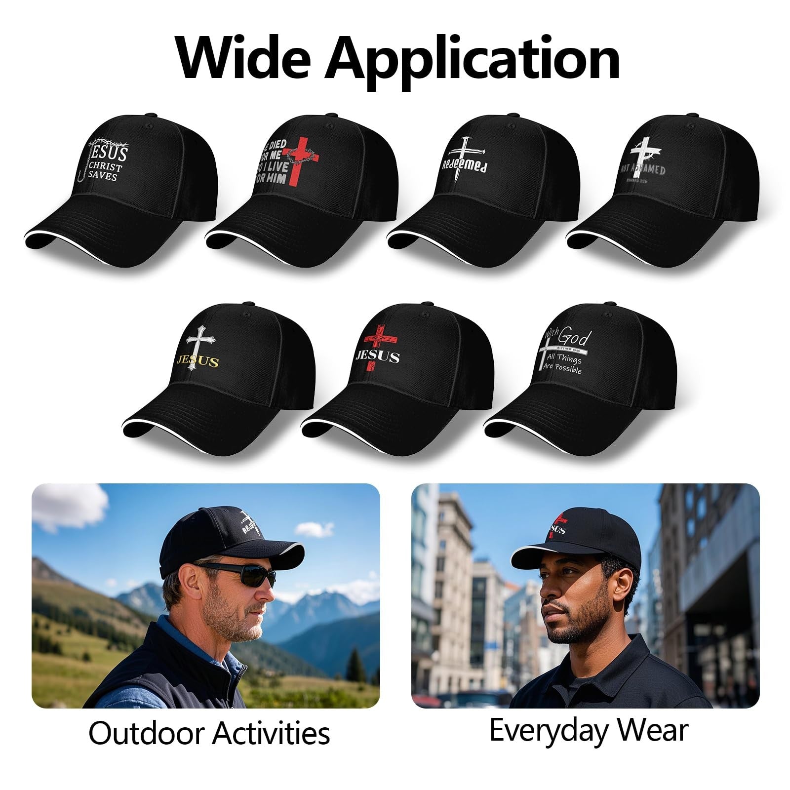 Jesus Hat for Men, Snapback Christian Hats for Women, Outdoor Religious Caps