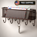 Deco Brothers Mesh shelf Wall Key Holder and Mail Organizer, Bronze
