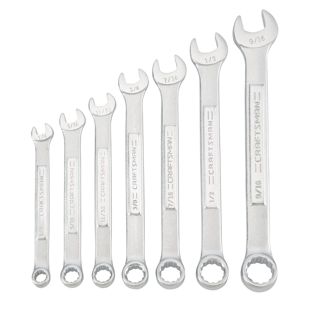 CRAFTSMAN 7-Pc SAE Combination Wrench Set 1/4"–9/16" w/ Storage Pouch 12-Point