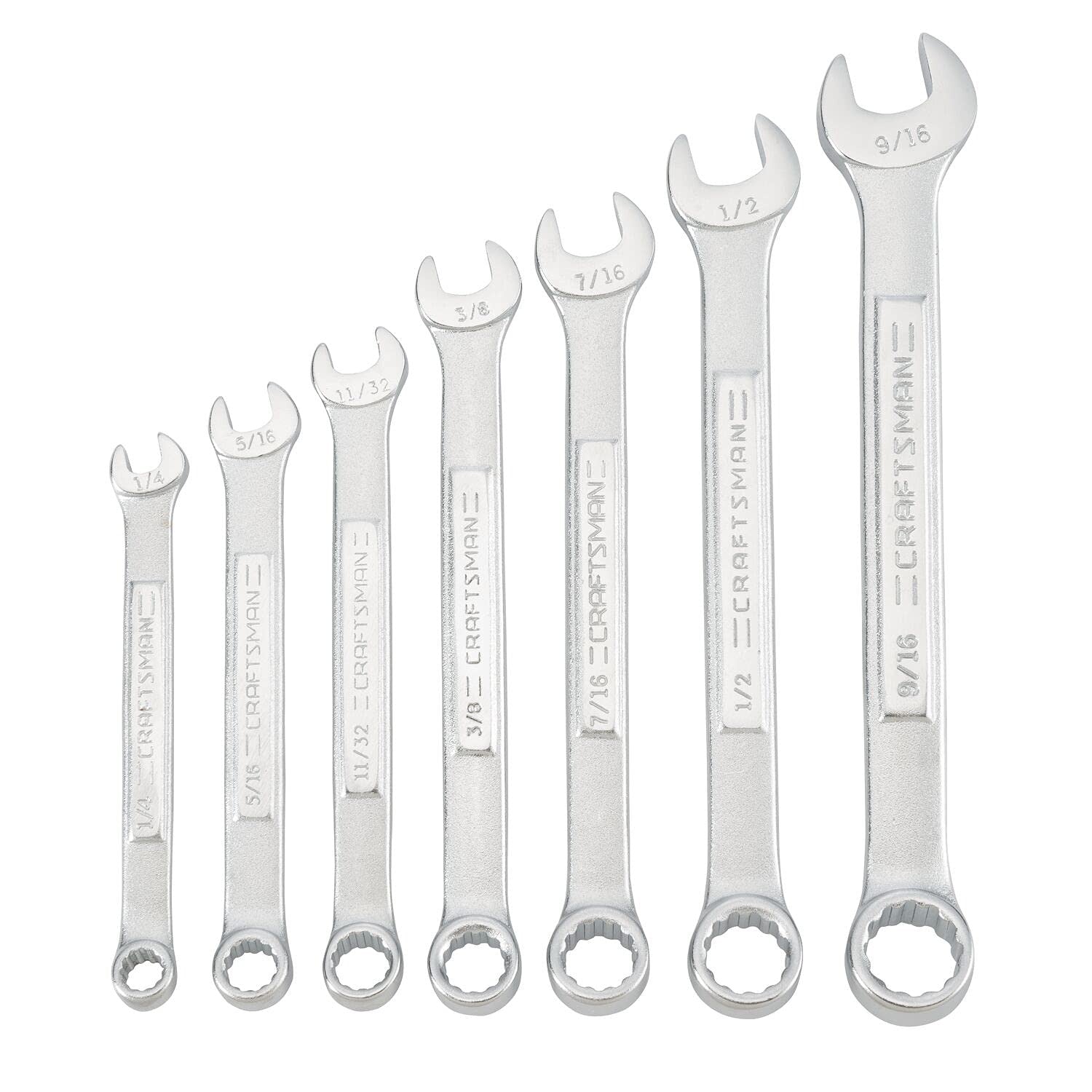 CRAFTSMAN 7-Pc SAE Combination Wrench Set 1/4"–9/16" w/ Storage Pouch 12-Point