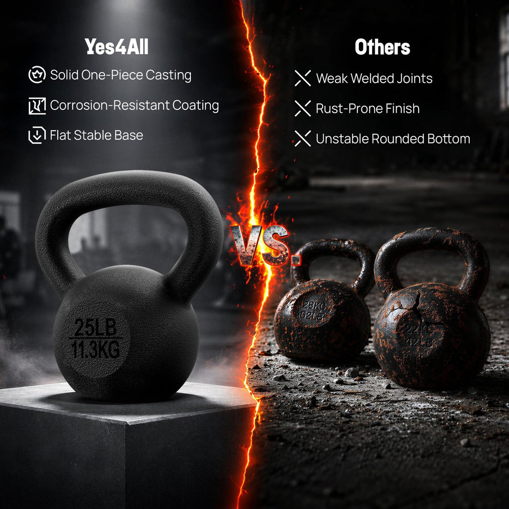 Yes4All Cast Iron Kettlebell Set of 2 15 lb Each 30 lb Total Strength Training