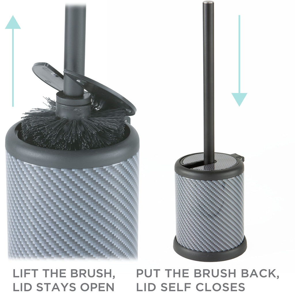 Bath Bliss Toilet Brush and Holder - Self Closing Lid 360 Degree Brush Head Bath