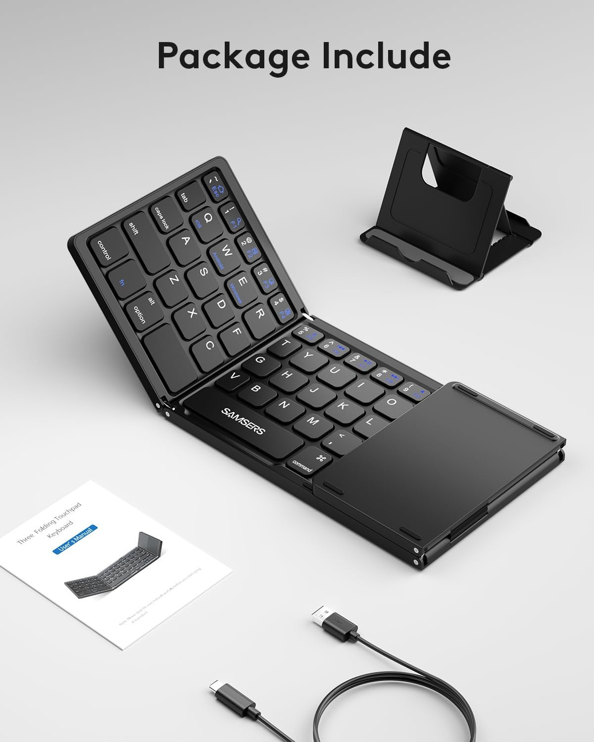 Samsers Foldable Bluetooth Keyboard with Touchpad for iOS Android Windows