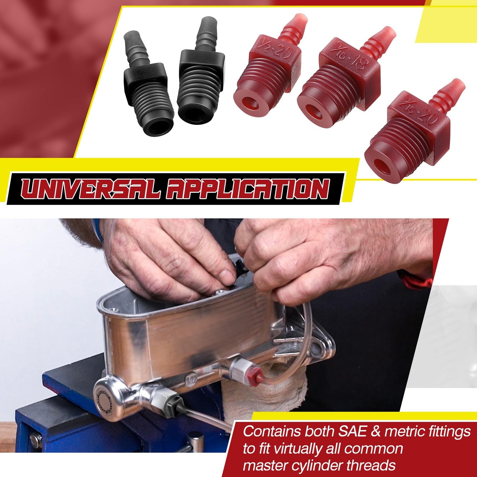 Universal Master Cylinder Brake Bleeder Kit – 20Pc SAE & Metric Fittings