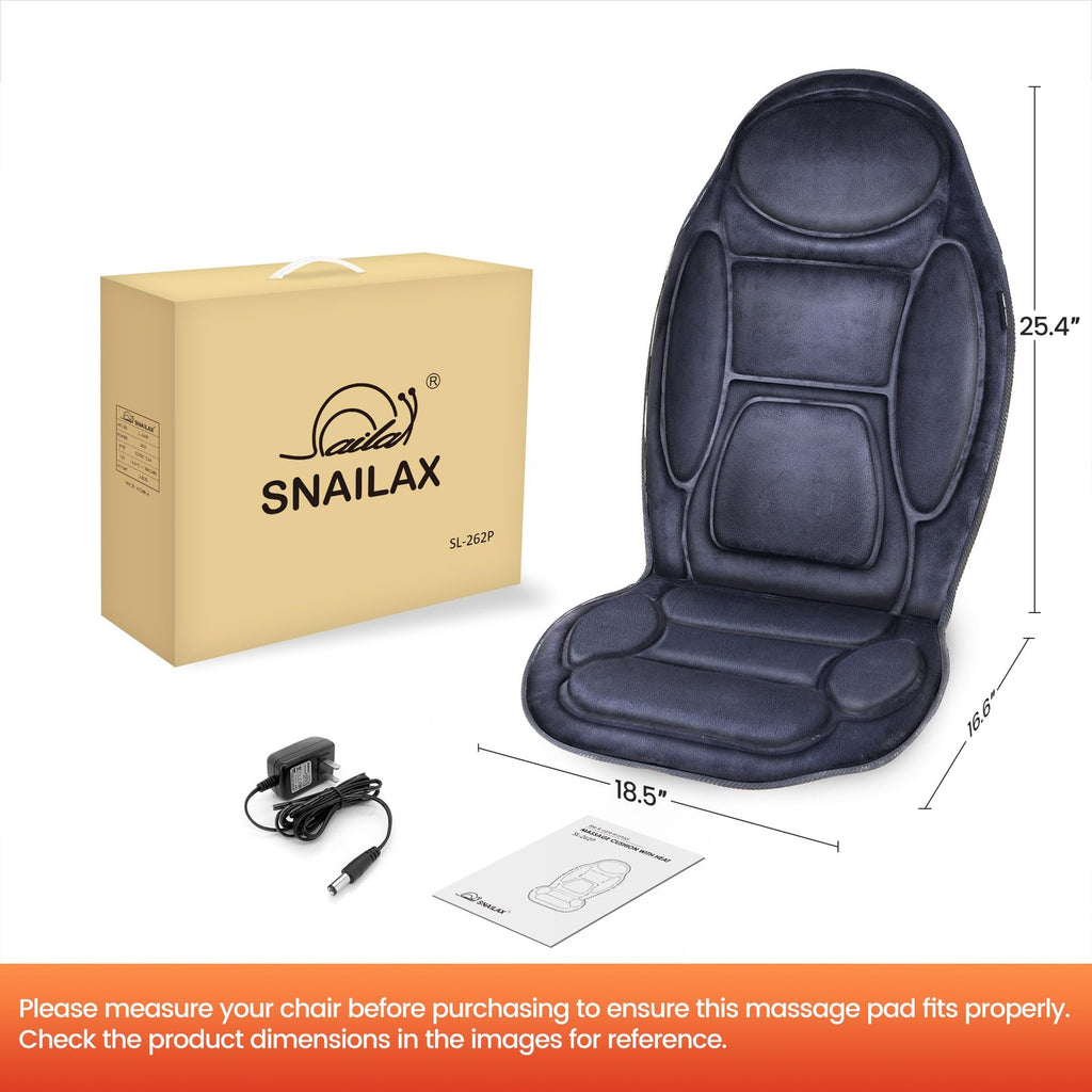 Snailax Vibration Back Massager Heat Seat Cushion Home Office Chair Pad