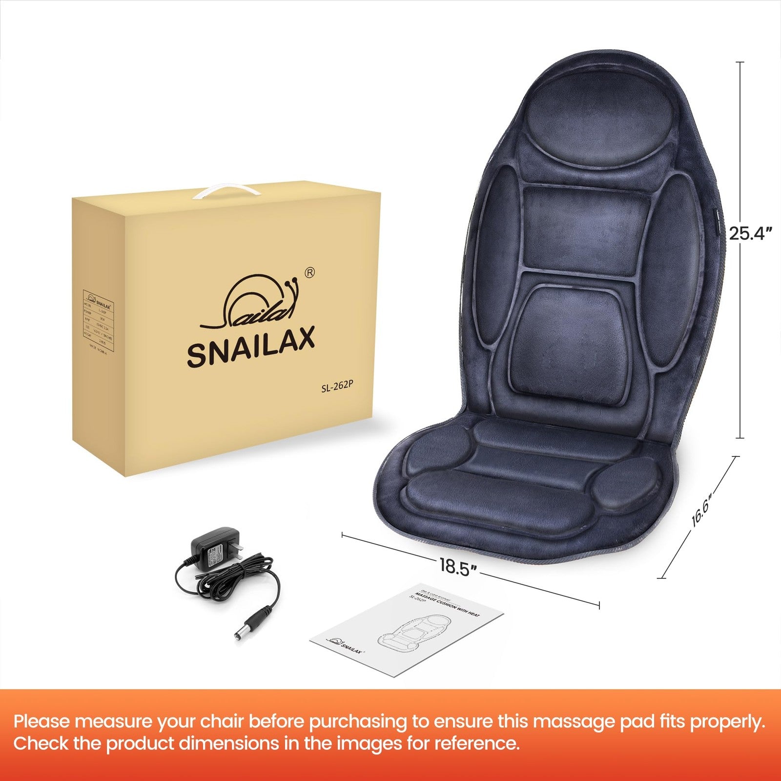 Snailax Vibration Back Massager Heat Seat Cushion Home Office Chair Pad