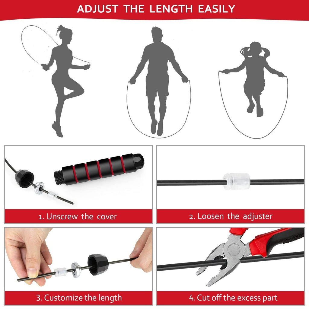 Adjustable Jump Rope Speed Fitness Skipping Rope Ball Bearing Cable