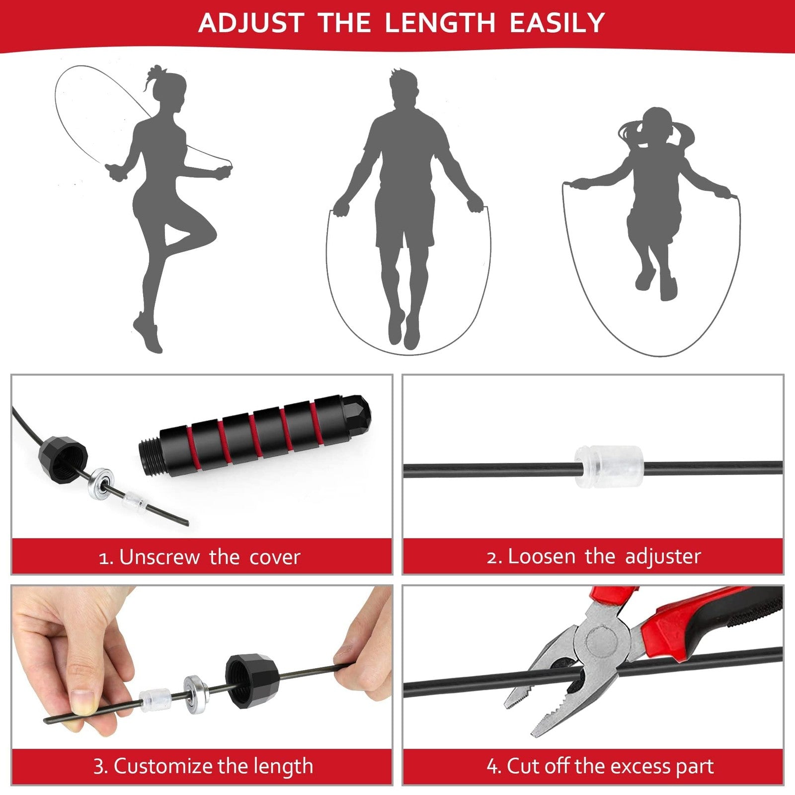 Adjustable Jump Rope Speed Fitness Skipping Rope Ball Bearing Cable