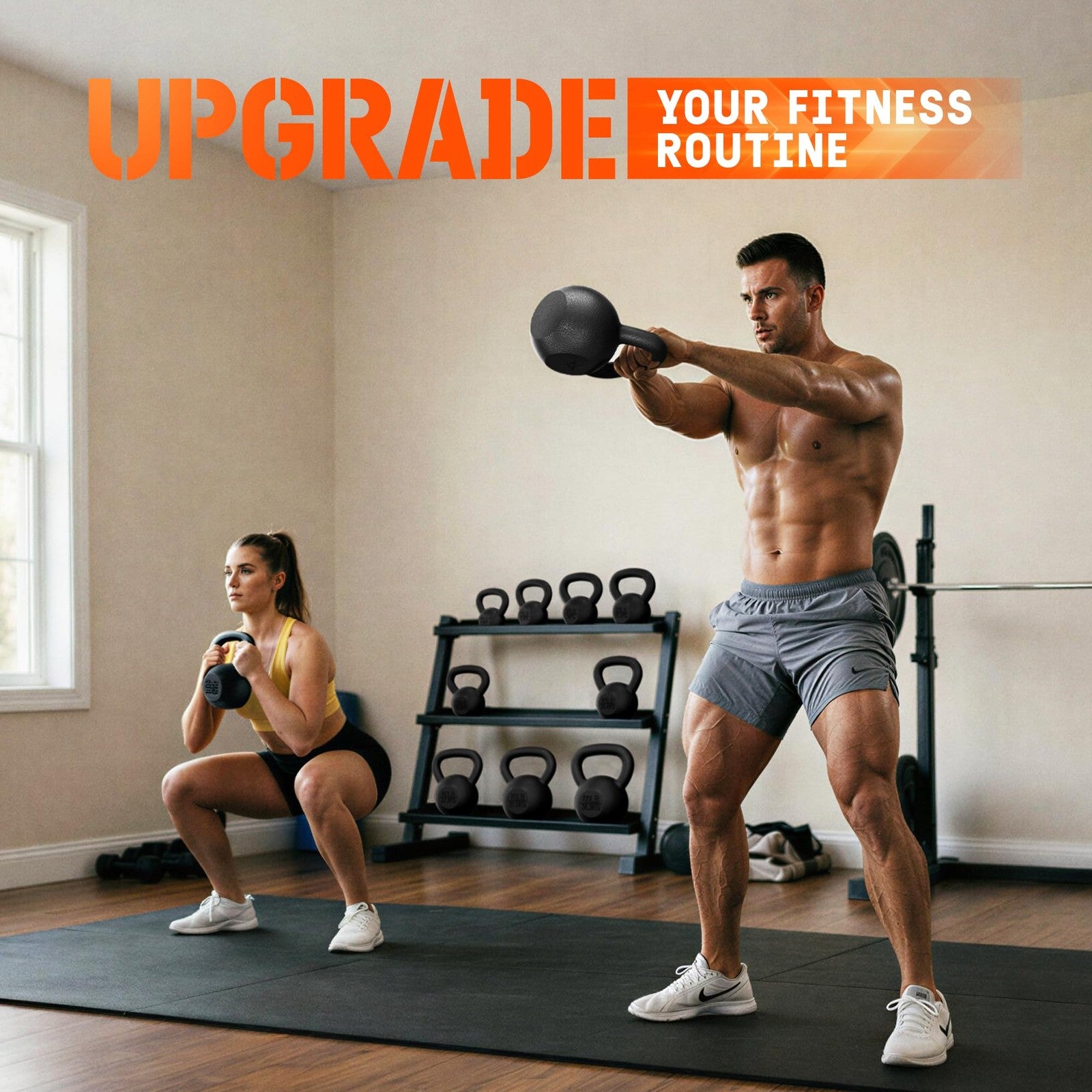 Yes4All Cast Iron Kettlebell Set of 2 15 lb Each 30 lb Total Strength Training