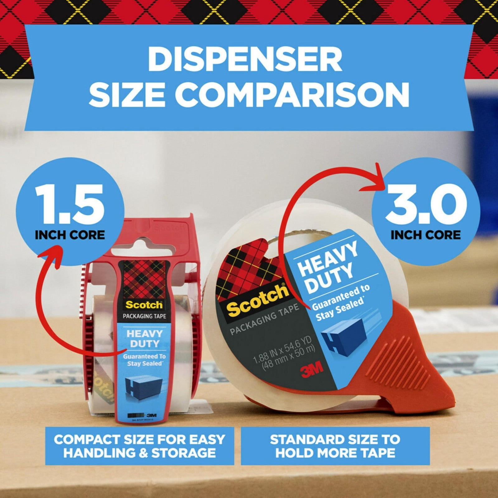 Scotch Heavy Duty Packing Tape w/ Dispenser 1.88 in x 27.7 yd Clear Roll