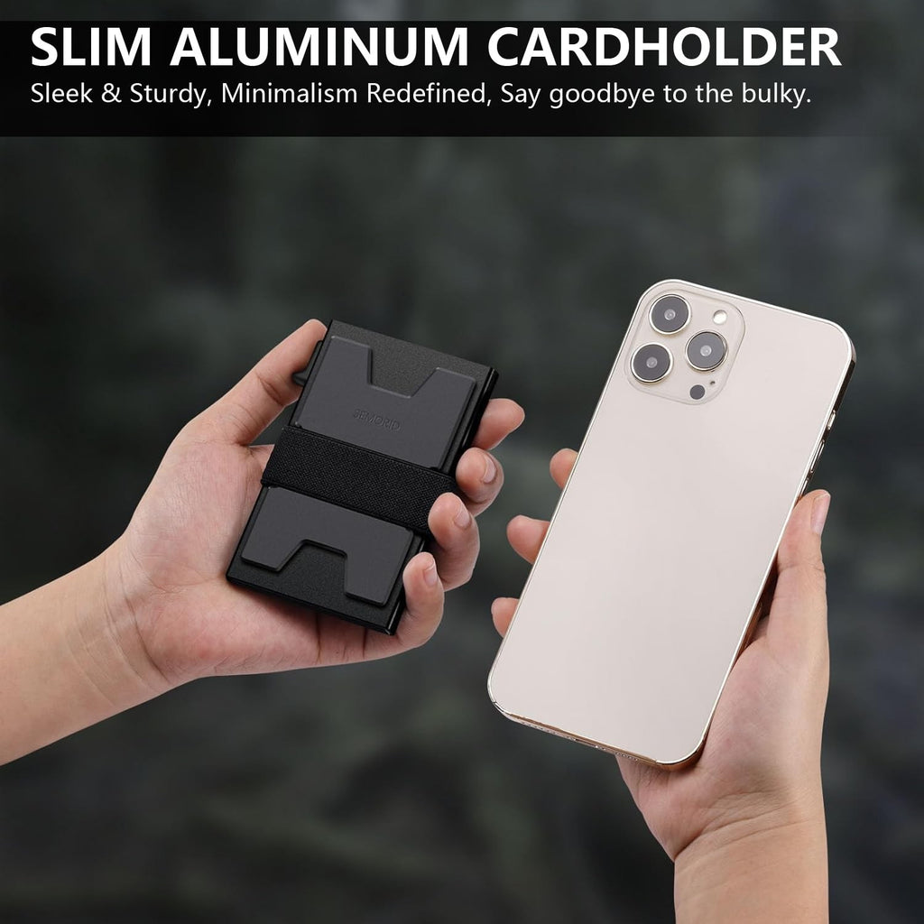 Slim Aluminum Card Holder Wallet for Men, Durable Expandable Backplate, RFID