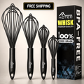 HOTEC 4PC Silicone Whisk Set Heat Resistant Nonstick Safe Kitchen Tools