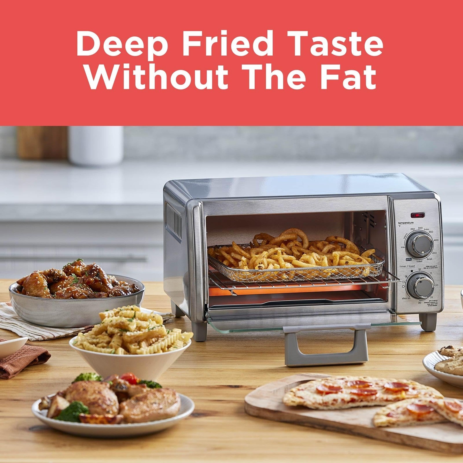 BLACK+DECKER 5-in-1 Air Fry Toaster Oven 4-Slice Fits 9” Pizza slice