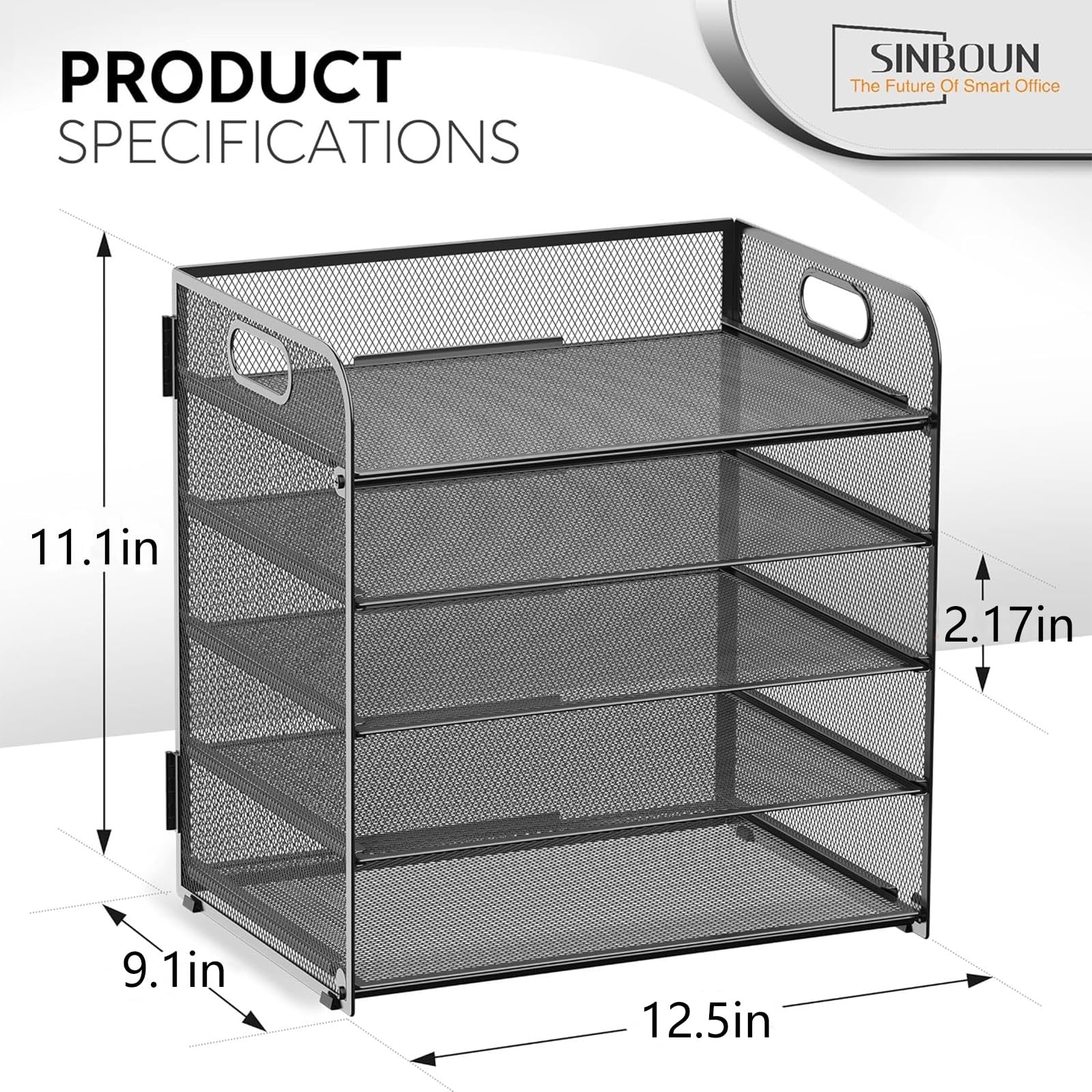 Letter Tray Paper Organizer 5-Tier Desk File Organizer Paper Holder with Handle.