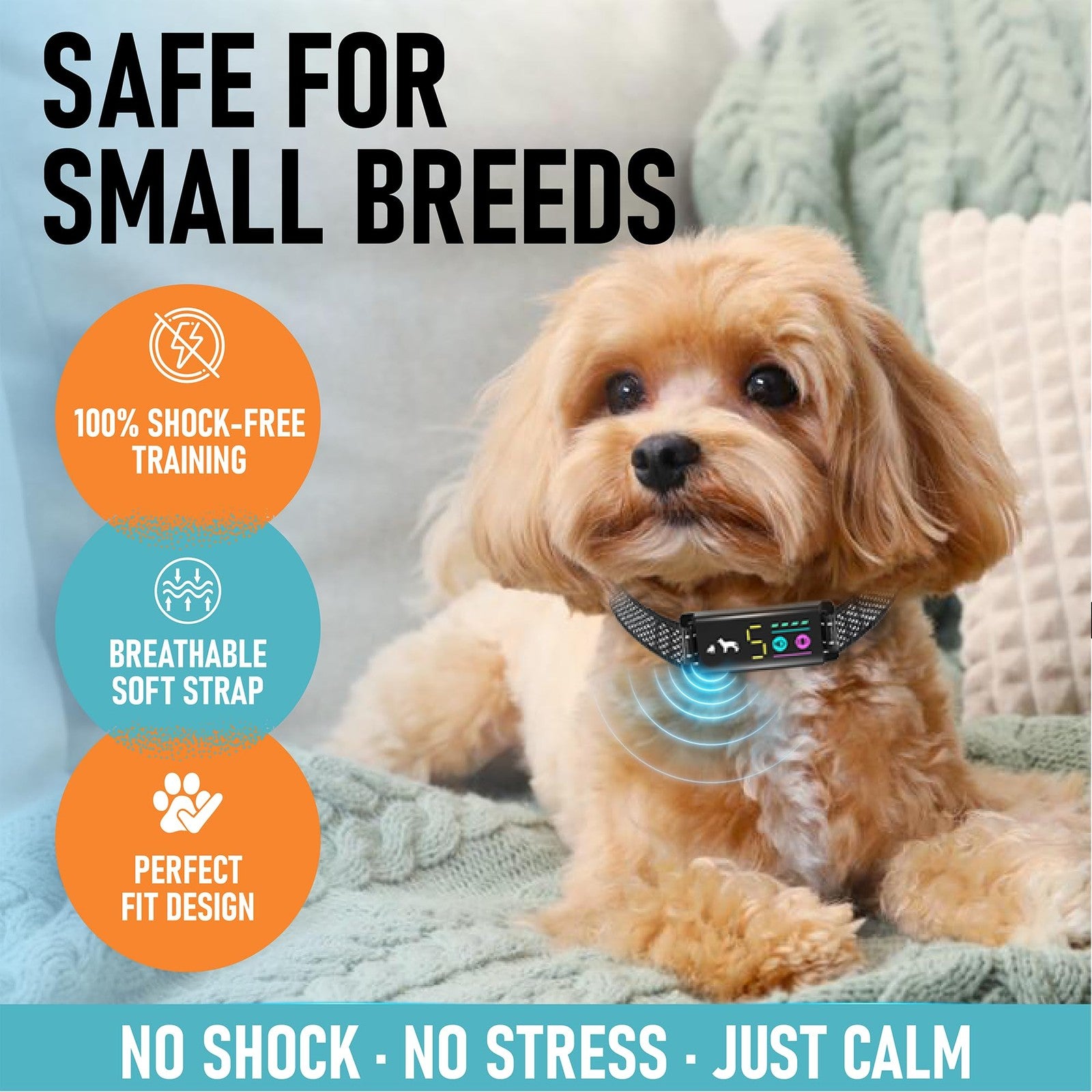 No Shock Bark Collar Small Dogs Beep Vibration Humane Waterproof Rechargeable
