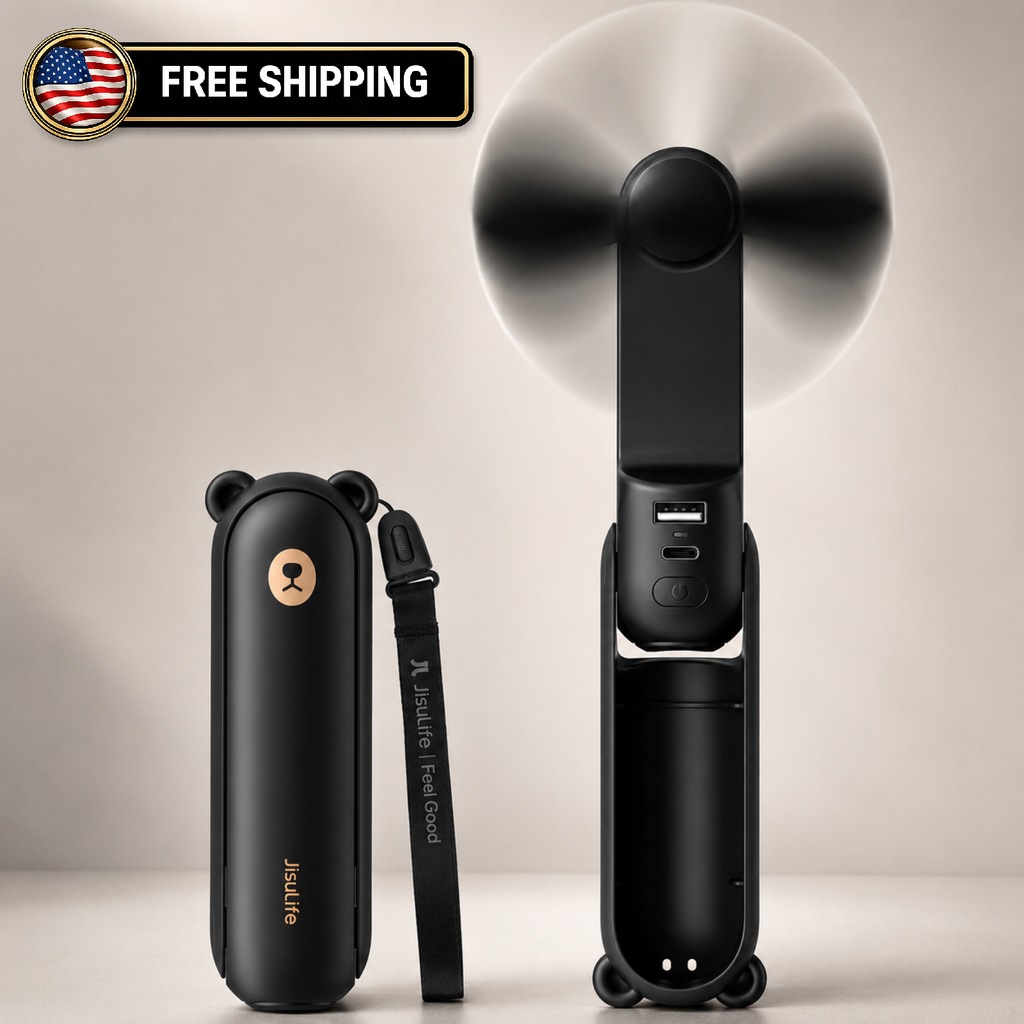 3 IN 1 Handheld Mini Fan  Portable Fan & Power Bank & Flashlight 19H Max Cooling