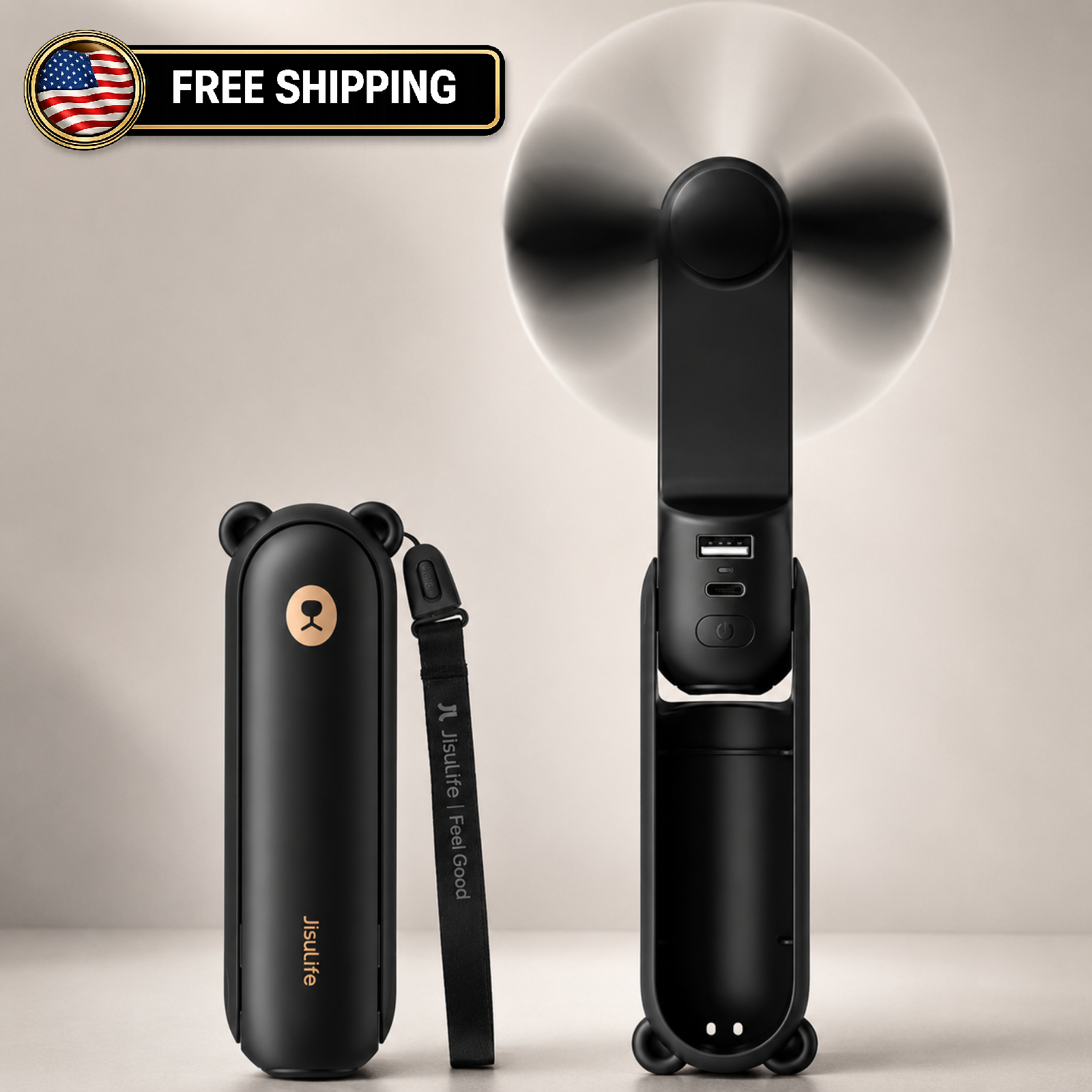 3 IN 1 Handheld Mini Fan  Portable Fan & Power Bank & Flashlight 19H Max Cooling