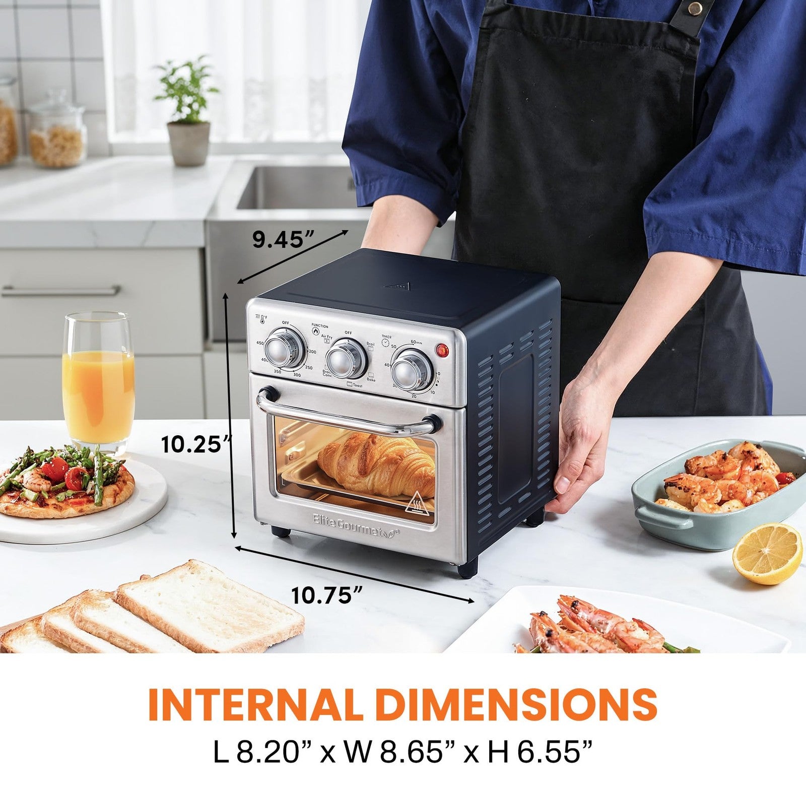 Elite Gourmet Compact 8.5Qt Air Fryer Oven – Mini Countertop Air Fryer