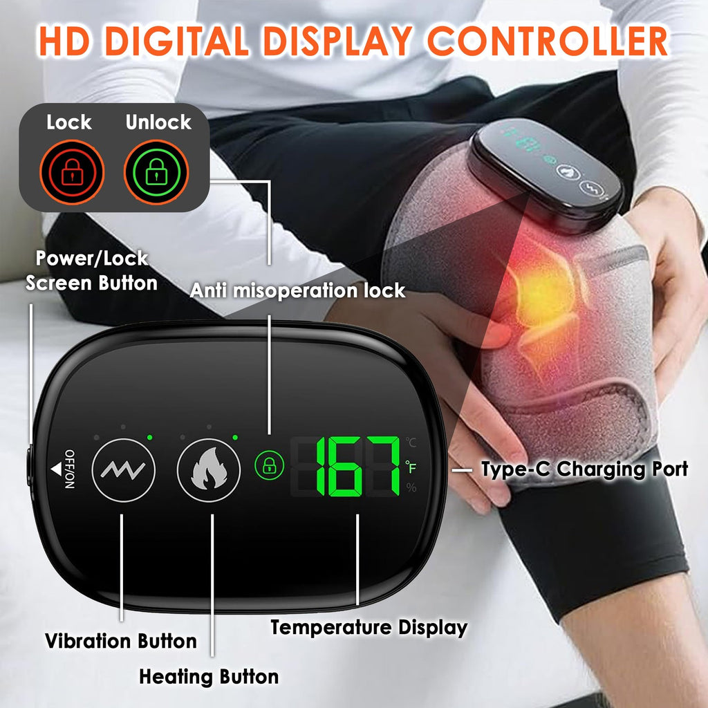 Cordless Knee Massager with Heat Vibration Therapy Pain Relief Wrap