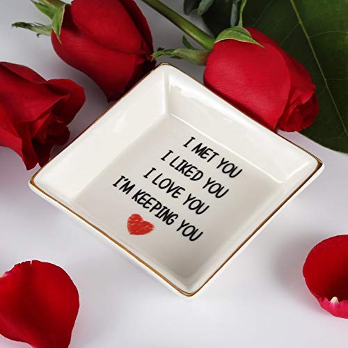 Ceramic Ring Dish Jewelry Tray Gift for Wife Organizer Vanity Nightstand Decor