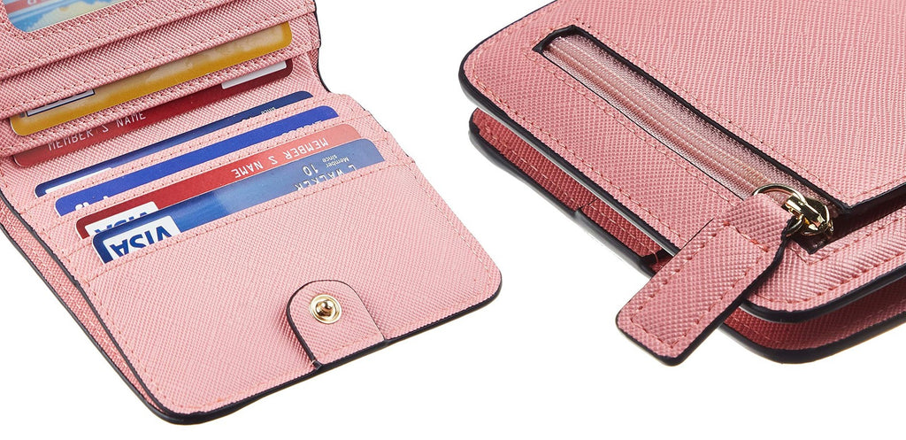 Toughergun Slim RFID Leather Wallet for Women Compact Bifold ID Coin Zip