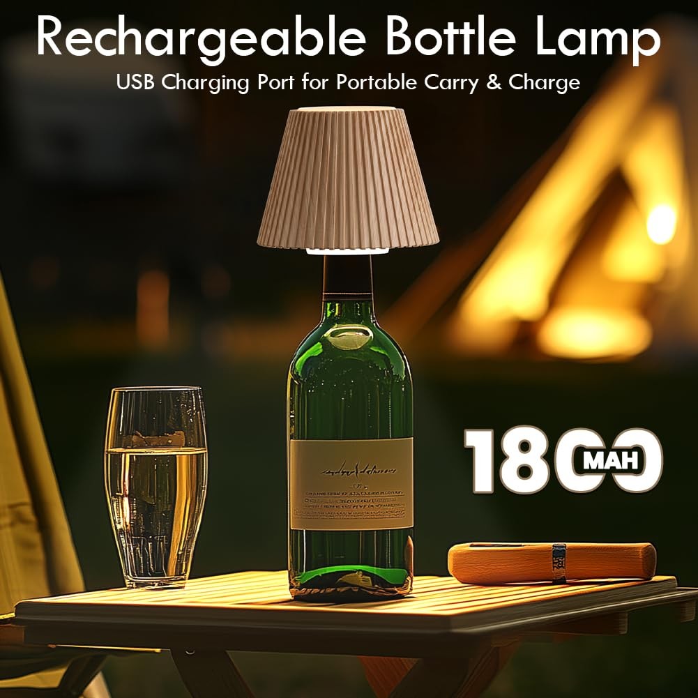 Wireless Bottle Lamp 3 Level Brightness Rechargeable Cordless Bar Table Light